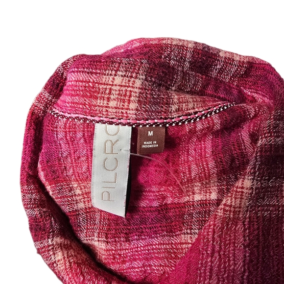 Anthropologie Pilcro Pink Plaid Shirt Button Down Long Sleeves M - Picture 7 of 9